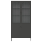 Credenza Nera 90x40x180 cm Vetro e Acciaio