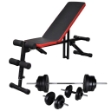 Panca Reclinabile con Bilanciere e Set di Manubri da 60,5 kg