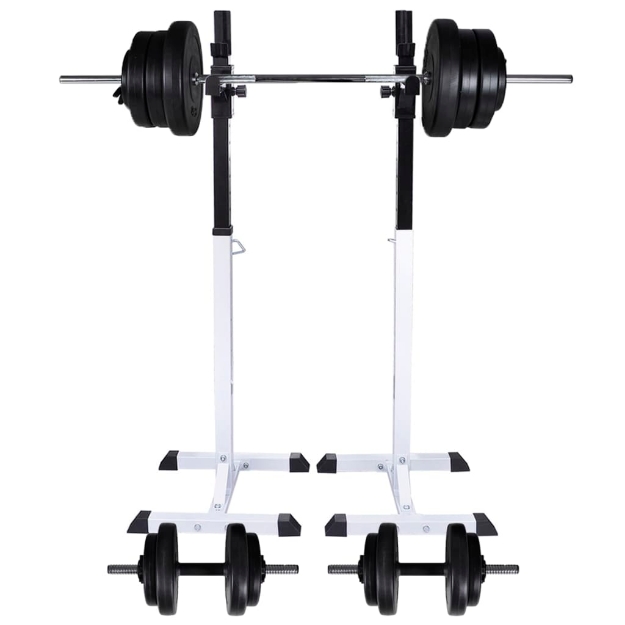 Stazione per Squat con Bilanciere e Set di Manubri da 60,5 kg