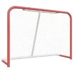 Porta Hockey Rete Rossa Bianca 153x60x118cm Acciaio Poliestere