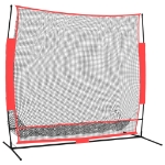 Rete Baseball Portatile Nera e Rossa 215x107x216 cm Poliestere