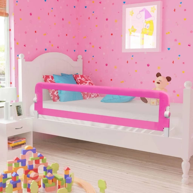 Sponde Letto per la Sicurezza dei Bambini 2 pz Rosa 150x42 cm