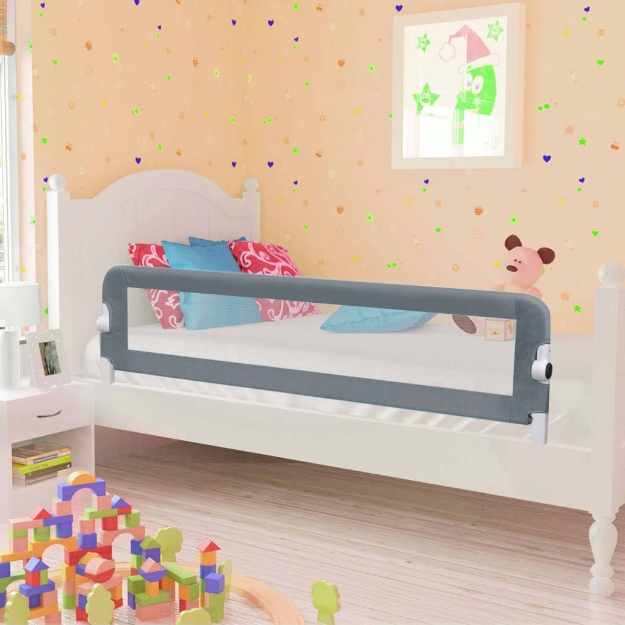 Sponde Letto di Sicurezza Bambini Grigio 150x42cm in Poliestere