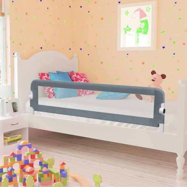 Sponde Letto di Sicurezza Bambini Grigio 120x42cm Poliestere