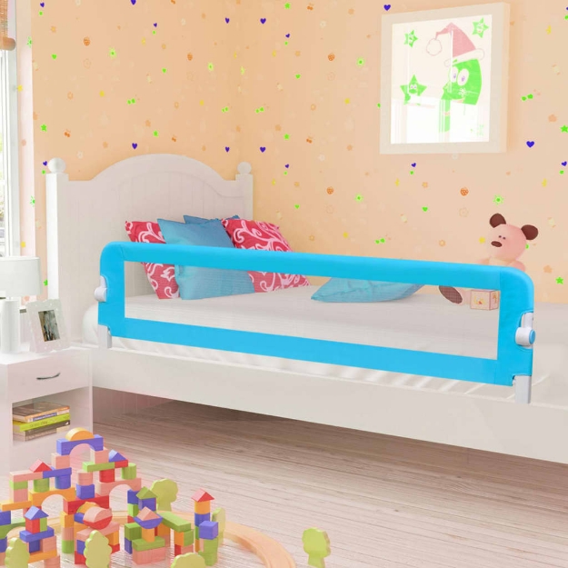 Sponde Letto di Sicurezza per Bambini Blu 180x42cm Poliestere