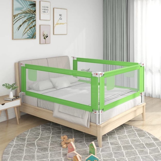 Sponda Letto di Sicurezza per Bambini Verde 200x25 cm Tessuto