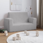 Divano per Bambini a 2 Posti Grigio Chiaro in Morbido Peluche