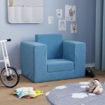 Divano per Bambini Blu in Morbido Peluche