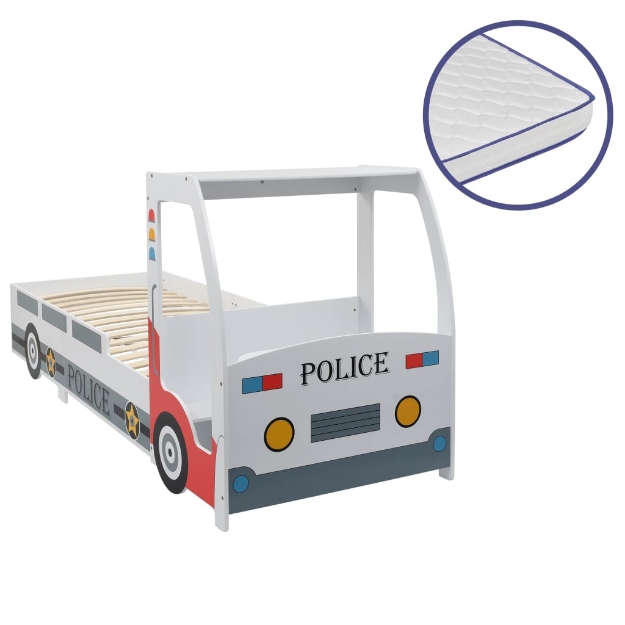 Letto Bimbo Auto della Polizia con Materasso Memory 90x200 cm