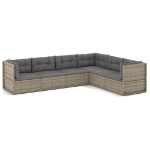 Set Divani da Giardino 6 pz con Cuscini in Polyrattan Grigio