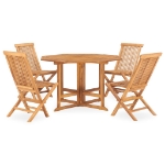 Set da Pranzo da Giardino 5 pz Pieghevole in Massello di Teak