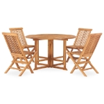 Set da Pranzo da Giardino 5 pz Pieghevole in Massello di Teak