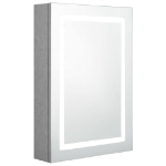 Armadietto Bagno con Specchio e LED Grigio Cemento 50x13x70 cm