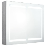 Armadietto Bagno con Specchio e LED Grigio Cemento 80x12x68 cm