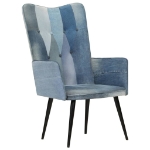 Poltrona Wingback Patchwork Denim in Tela