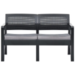Panchina Giardino 2 Posti con Cuscini 120 cm Plastica Antracite