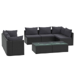 Set Divani da Giardino 9 pz con Cuscini in Polyrattan Nero