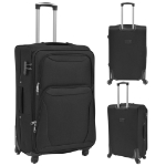 3 pz Set di Valigie Trolley Morbide Nere