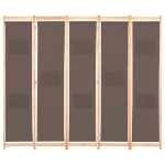 Divisorio a 5 Pannelli Marrone 200x170x4 cm in Tessuto