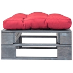 Ottomana da Giardino in Pallet con Cuscino Rosso Legno Grigio