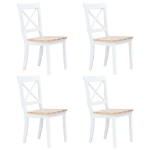 Set da Pranzo 5 pz in Legno Massello di Hevea Bianco e Marrone