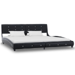 Letto con Materasso Nero in Similpelle 180x200 cm