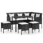 Set Mobili 5 Pz Divano a L con Cuscini in Polyrattan Nero