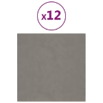 Pannelli Murali 12 pz Grigio Chiaro 30x30 cm in Velluto 1,08 m²