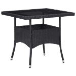 Set Mobili da Pranzo per Giardino 3 pz Nero Polyrattan e Vetro