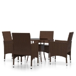 Set da Pranzo per Giardino 5 pz in Polyrattan Marrone