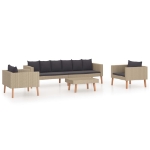 Set Divani da Giardino 4 pz con Cuscini in Polyrattan Beige