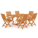 Set da Pranzo da Giardino 7 pz in Legno Massello di Teak