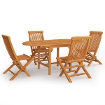 Set da Pranzo da Giardino 5 pz in Legno Massello di Teak