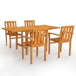 Set da Pranzo da Giardino 5 pz in Legno Massello di Teak