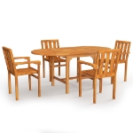 Set da Pranzo da Giardino 5 pz in Legno Massello di Teak