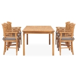 Set da Pranzo da Giardino 7 pz con Cuscini in Legno di Teak