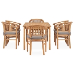 Set da Pranzo da Giardino 7 pz con Cuscini in Legno di Teak