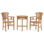 Set da Pranzo da Giardino 3 pz in Legno Massello di Teak