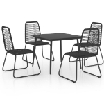 Set da Pranzo da Giardino 5 pz in Rattan PVC Nero