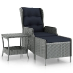 Set Divani da Giardino 2pz con Cuscini Polyrattan Grigio Chiaro