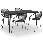 Set da Pranzo da Giardino 5 pz in Rattan PVC Nero