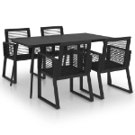 Set da Pranzo da Giardino 5 pz in Rattan PVC Nero