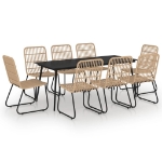 Set da Pranzo da Giardino 9 pz in Polyrattan e Vetro