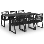 Set da Pranzo da Giardino 7 pz in Rattan PVC Nero