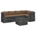 Set Divani da Giardino su Pallet 6 pz con Cuscini Massello Pino