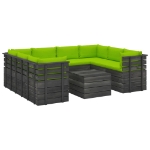 Set Divani da Giardino su Pallet 9 pz con Cuscini Massello Pino