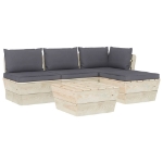 Set Divani da Giardino su Pallet 5 pz con Cuscini Legno Abete