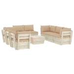 Set Divani da Giardino su Pallet 9 pz con Cuscini Legno Abete