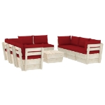 Set Divani da Giardino su Pallet 9 pz con Cuscini Legno Abete