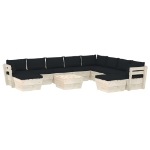 Set Divani da Giardino su Pallet 11 pz con Cuscini Legno Abete